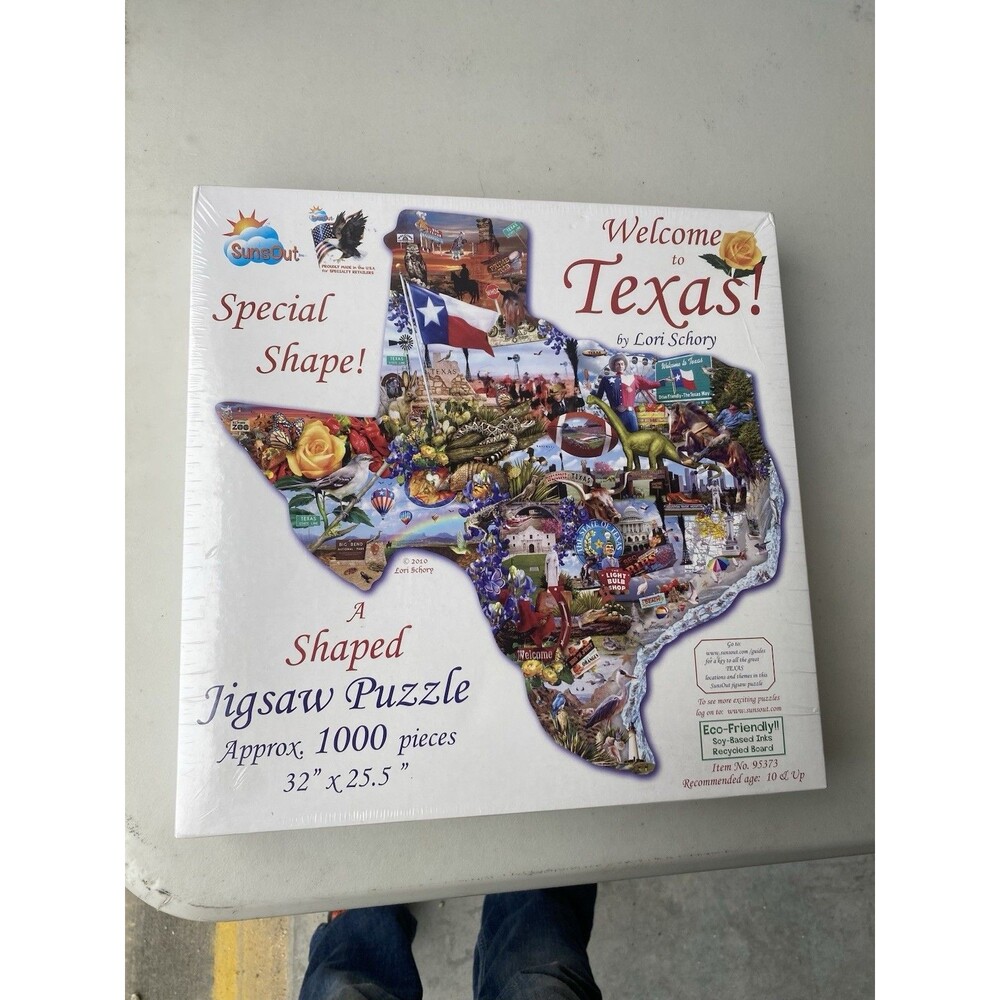 New SunsOut Welcome to Texas! Lori Schory Shaped Jigsaw Puzzle 1000 Pieces